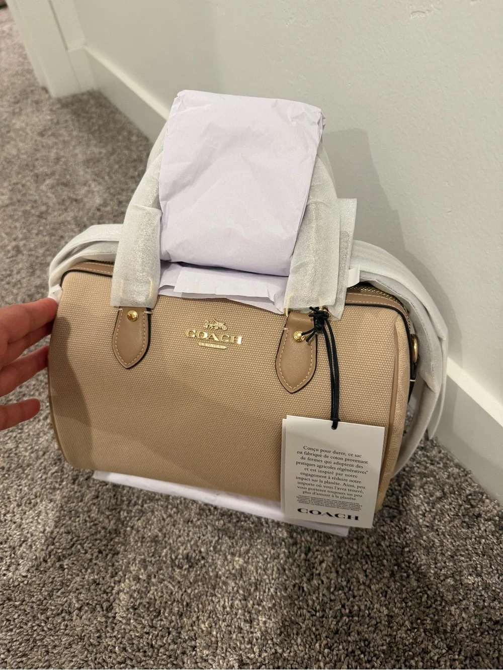 Coach Roawan canvas and sig canvas Dome Satchel in Beige
